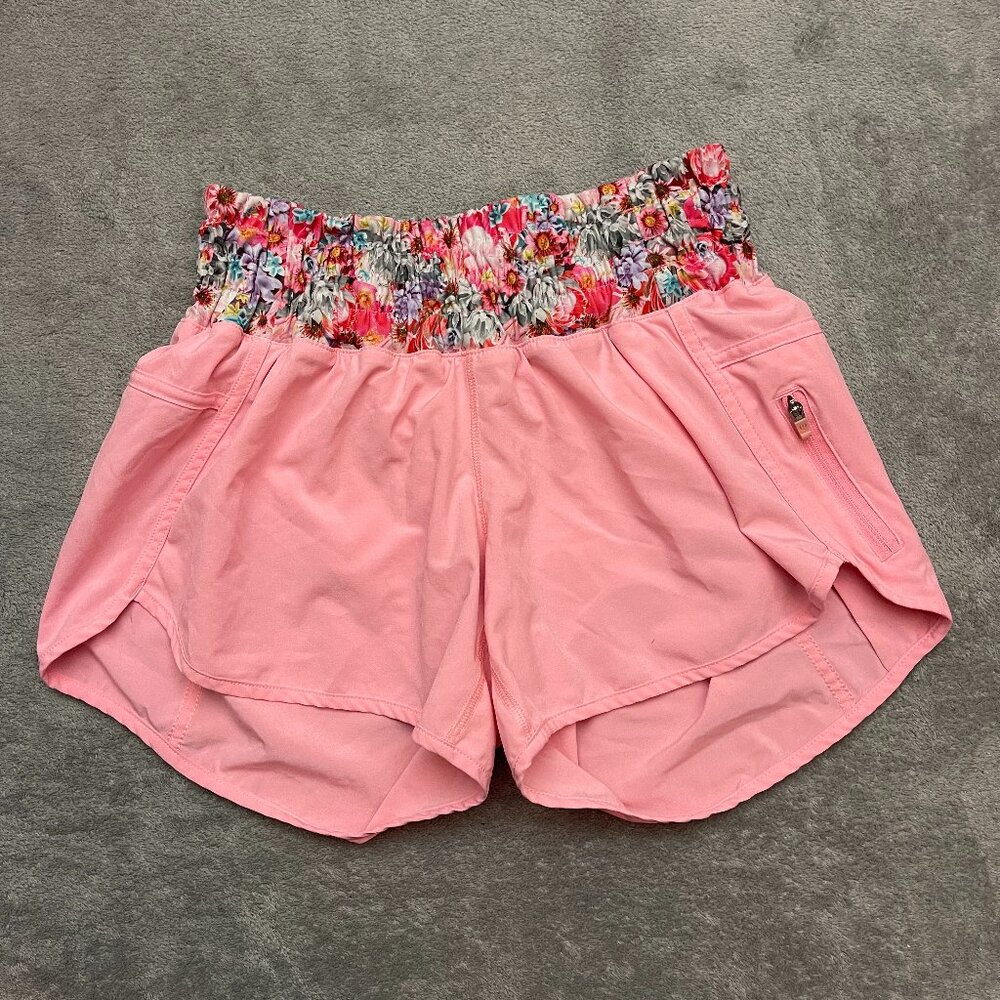 Lululemon Women's Stretch High waist Floral Band Pink Shorts Size 6